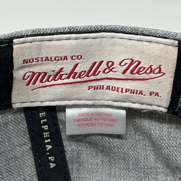 Philadelphia 76ers Hat Baseball Cap Mitchell & Ness Basketball NBA Snapback Gray - Picture 9 of 11